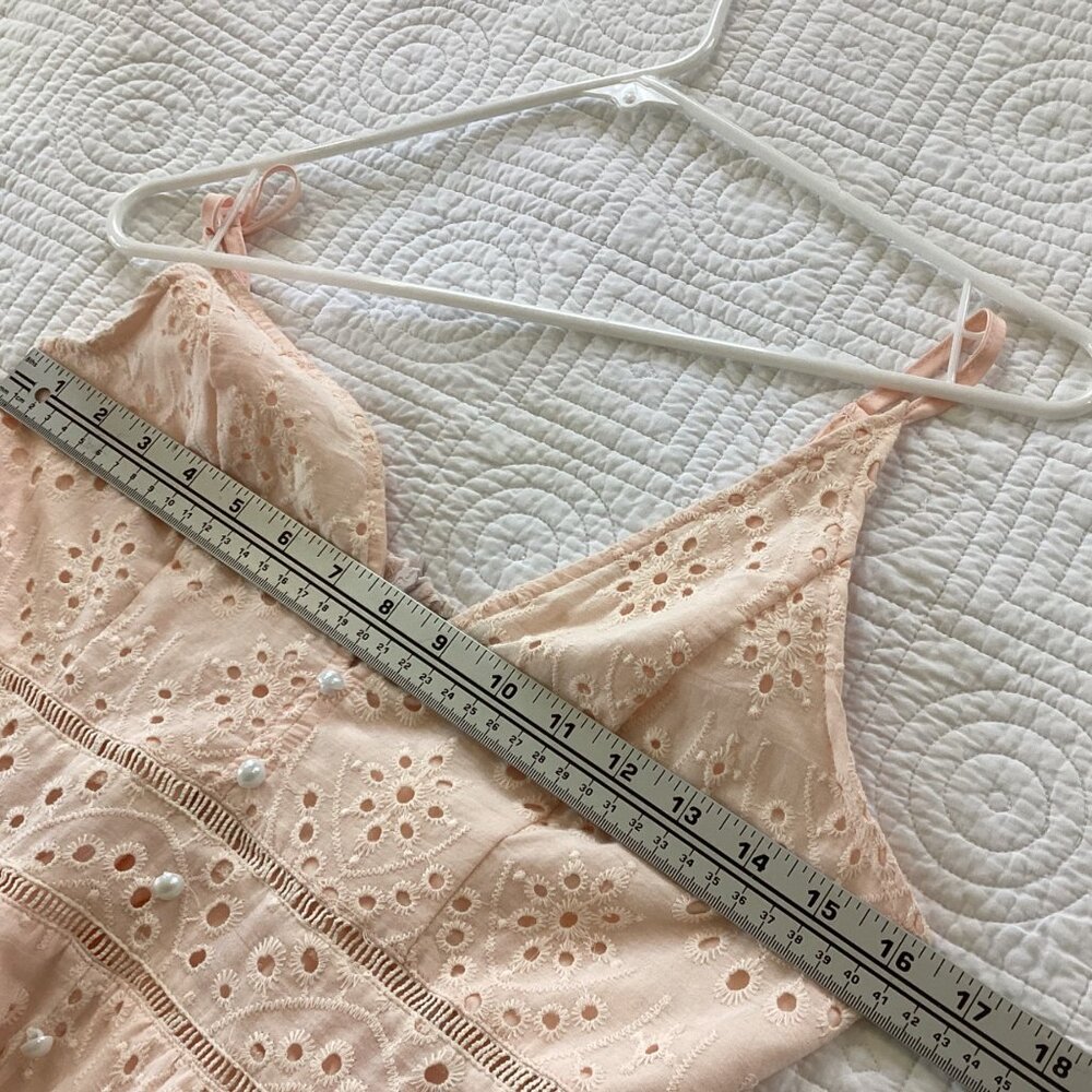 Simplee Eyelet Dress  Blush Pink Y2K Spaghetti Strap Maxi Dress Beachy Romantic - Picture 9 of 15